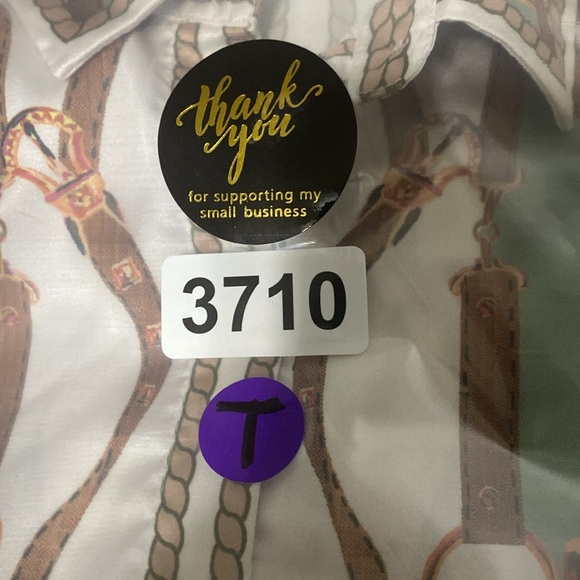 Her Bottari Sage Green Multicolor Western Chain Rope Button Down Blouse Size M - Picture 12 of 12